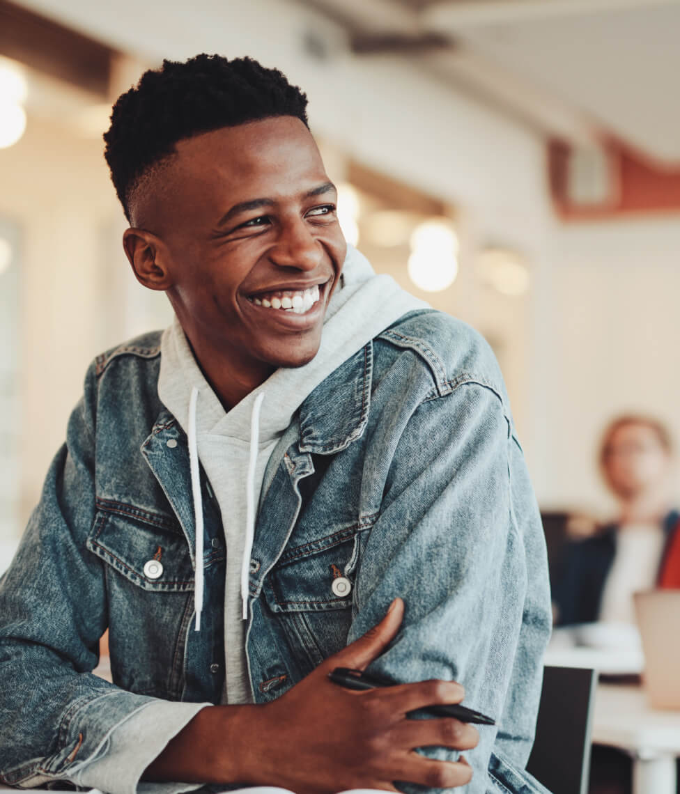 Smiling teen looking to the right