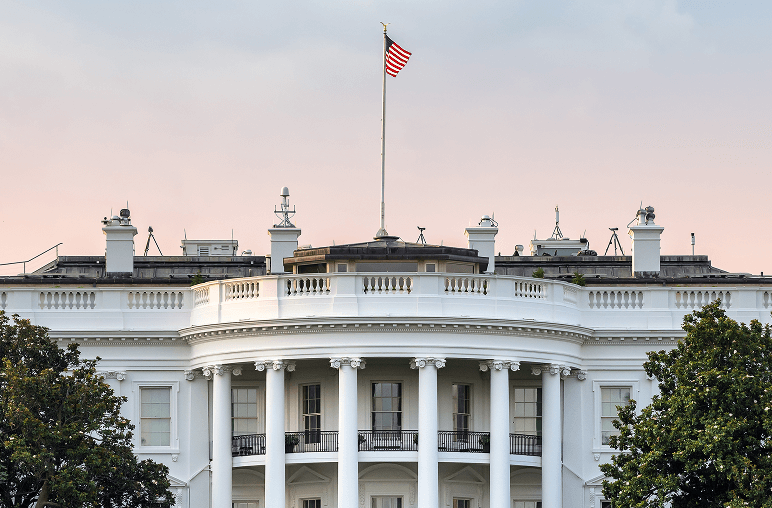 Image of the front of the White House in Washington, D.C.