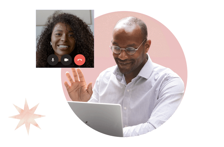 Two BIPOC leaders interact with each other via video call.