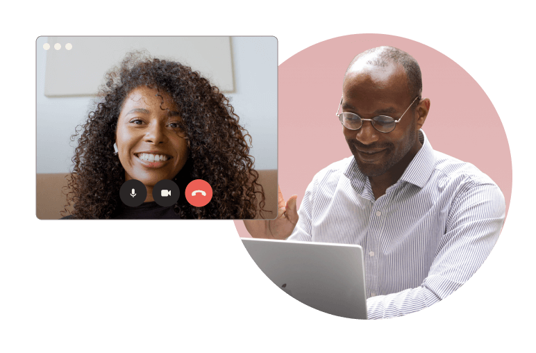 Two BIPOC leaders interact with each other via video call. Two BIPOC leaders interact with each other via video call.