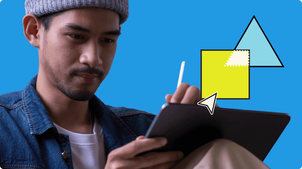A man designing a project on a tablet A man designing a project on a tablet